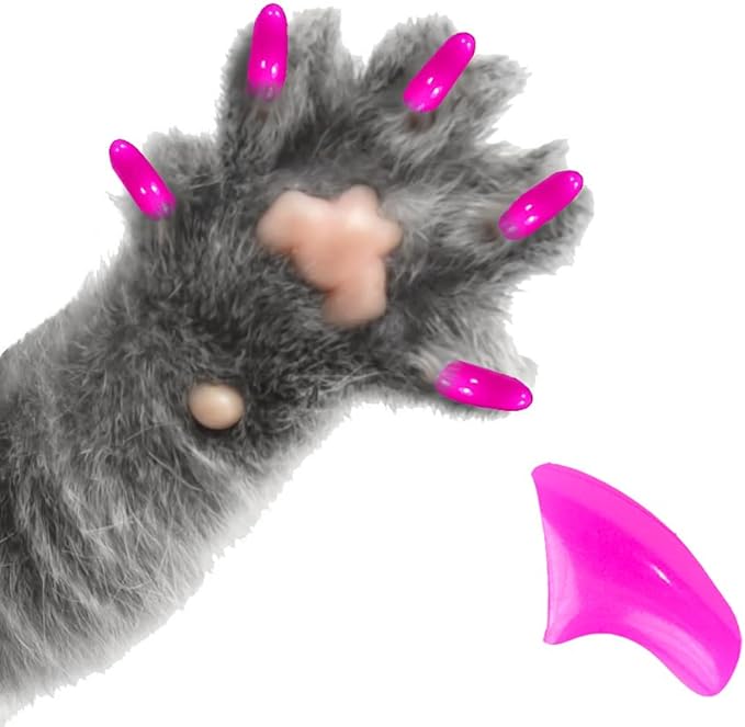 6 Month Piece Soft Nail Caps with Adhesive for Cat Claws - Fuscia Pink Medium