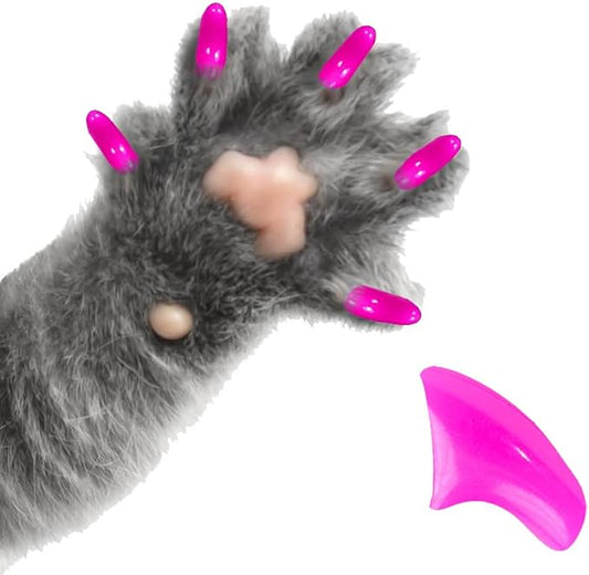 6 Month Piece Soft Nail Caps with Adhesive for Cat Claws - Fuscia Pink Small
