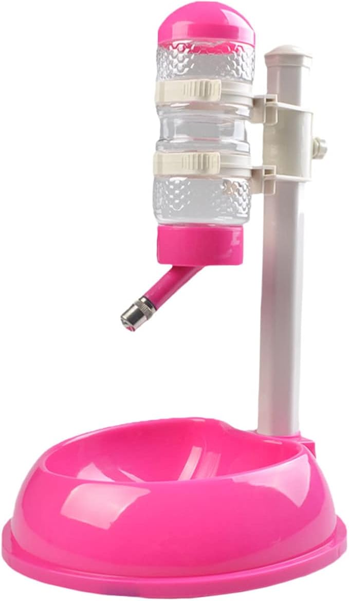 Happyyami Drinking Fountain for Dogs Pet Waterer Feeder Non-Slip Base Rose Pink