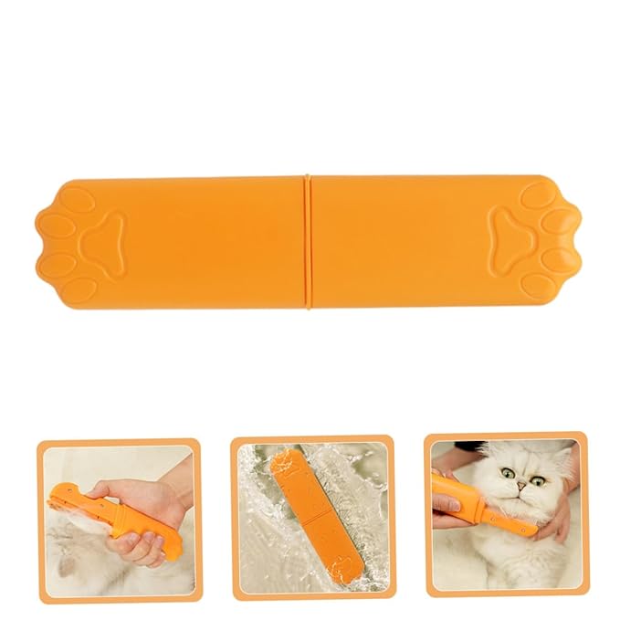 Cabilock Pet Comb for Cats and Dogs, Dematting Shedding Brush with Fine Teeth, Orange Plastic Grooming Hair Removal Tool for Small to Medium Pets