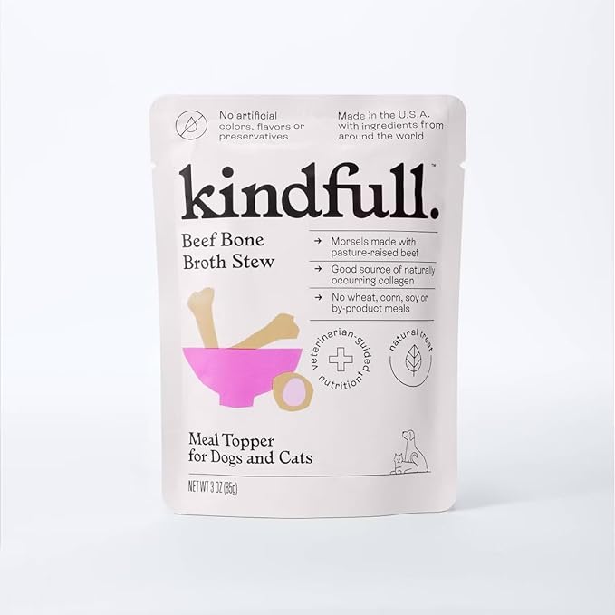 Kindful Beef Bone Broth Stew Wet Meal Topper for Dog and Cat Food - 3oz