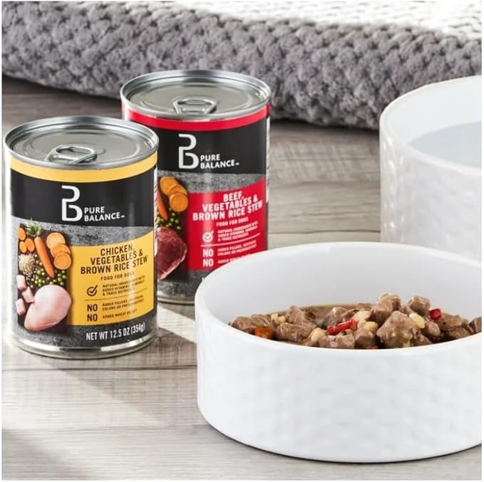 Pure~Balance Beef Stew and Chicken Stew Wet Dog Food Variety Pack ~ 12.5 Oz Cans ~ (6 Pack)