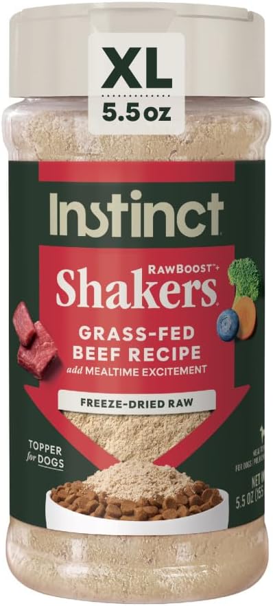 Instinct Raw Boost Shakers, Freeze-Dried Powder, Dog Food Topper - Beef, 5.5 oz. Bottle