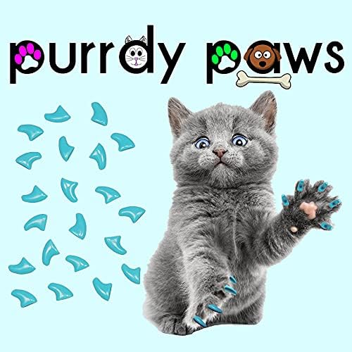 6 Month Supply Soft Nail Caps for Cats Sky Blue Medium - Extra Adhesives