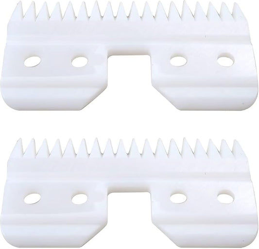 Upgraded 2pcs Clipper Ceramic Blade - Pet Dog Cat Grooming Clipper Replacement Blades, for A5 Trimmer Series, for Andis 18 Teeth Detachable Ceramic Blade Part, for Wahl KM2 KM5 KM10