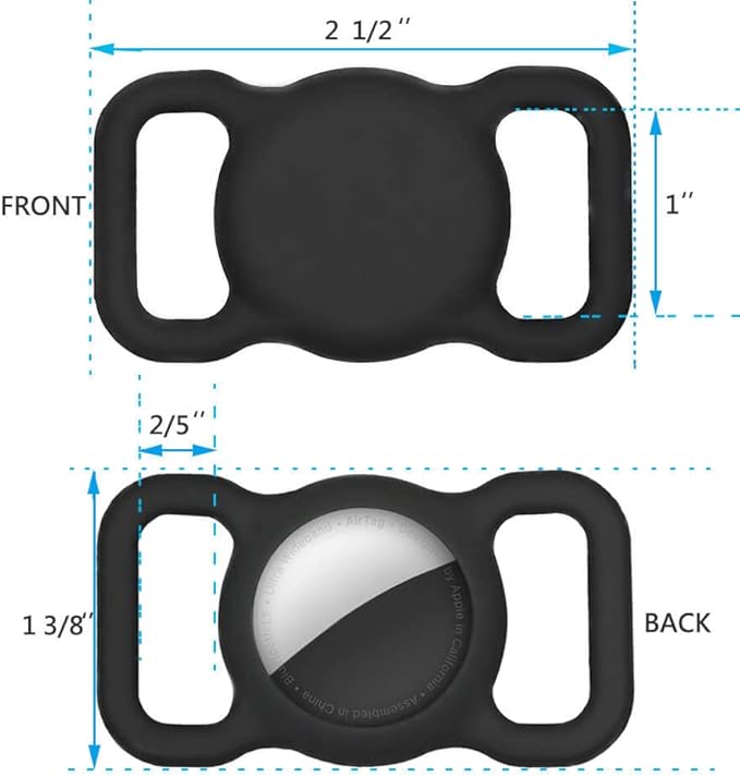 SWINCHO for AirTag Dog Collar Holder [2 Pack] Waterproof High-Strength Elastic Silicone Dog Cat Air Tag Holder, (Black&White)