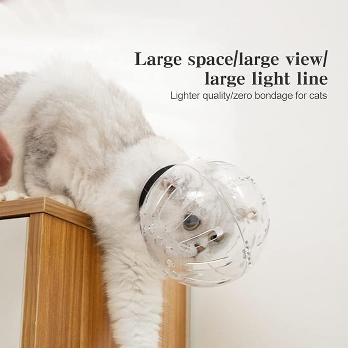 Cat Muzzle for Grooming, Anti-Bite Transparent Face Mask Hood, Breathable Cat Bubble Muzzle for Nail Trimming Shaving and Bathing (Fit Neck:7.36-8.94inch)