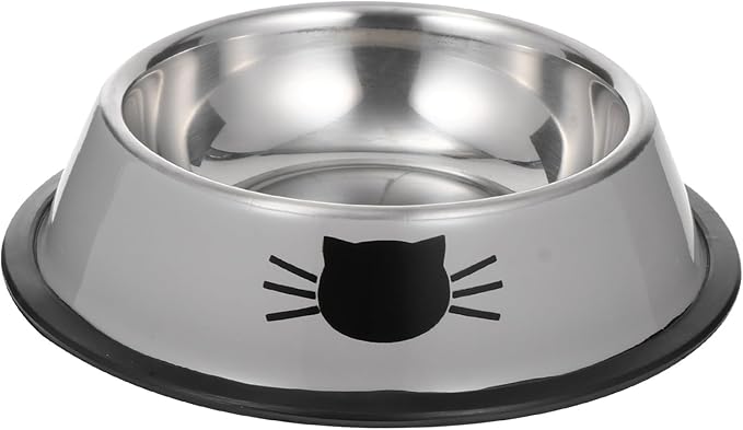 COHEALI Thickened Double Bowl Pet Feeder Set Stainless Steel Dog Bowl Cat Water Dish for Puppies and Kittens Indoor Feeding Supplies