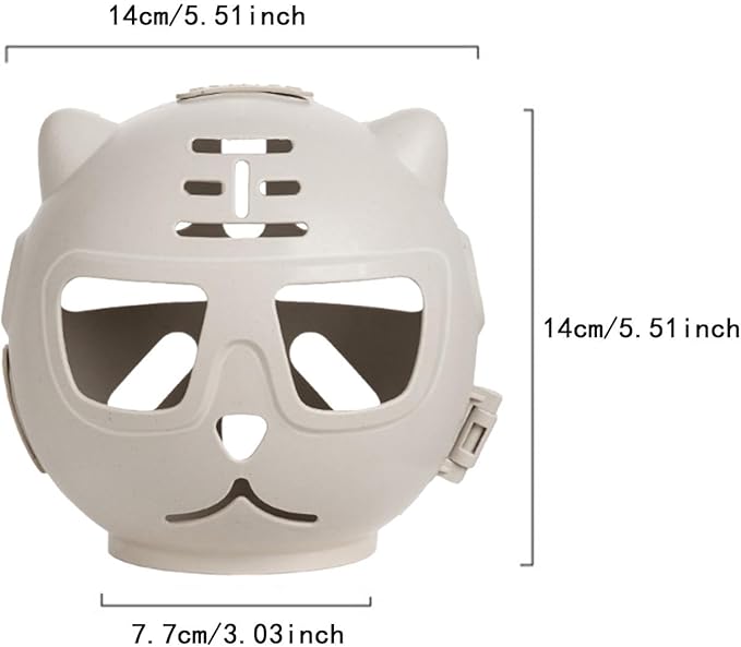 HouseVibe Breathable Cat Muzzle Mouth Cover Anti Bite Mask for Grooming Nail Trimming Bathing Travel Pet Supplies- Khaki White L