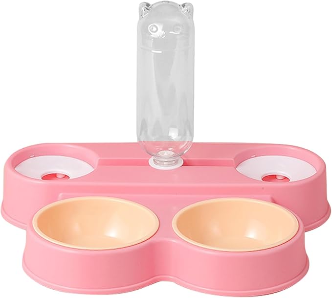 Dogs Bowl Automatic Cats Food 4 in 1 Pet Food Feeders with Automatic Water Bottle Double Dog Feeders for Large Dogs