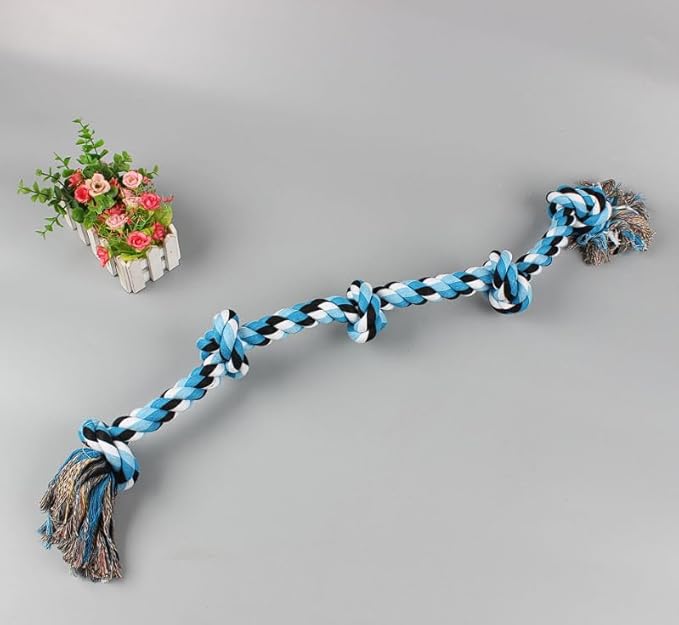 Dog Chew Toys for Large Dogs, 5 Knots Cotton Rope Tough Indestructible Teeth Cleaning & Molar Pet Supplies for Puppy, Aggressive Chewers, Boredom Relief