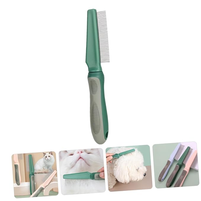 Ergonomic Dog Grooming Comb Fine Teeth Cat Comb for Matted Fur Removal Pet Grooming Supplies and Metal Materials Fine Teeth