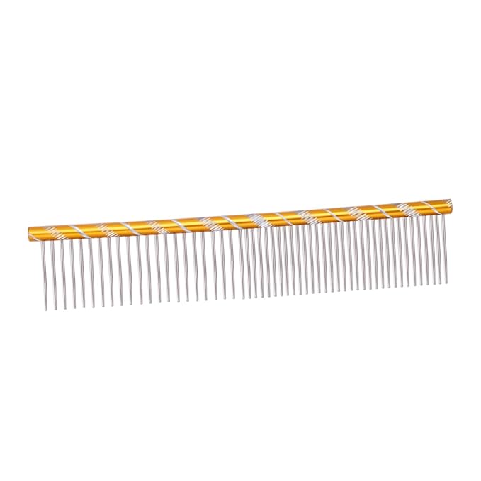 BESPORTBLE Stainless Steel Pet Shedding Comb for Dogs Cats Grooming Tool with Different Spaced Teeth for Fur Removal Yellow