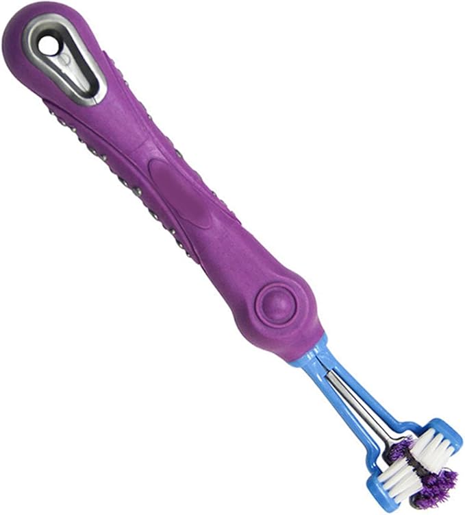 aqxreight 3 Sided Pet Toothbrush Multi Angle Dog Cat Toothbrush Pet Supplies for Oral Thoroughly Clean Pre 3 Sided Toothbrush3 Dog ToothbrushPet ToothbrushDog ToothbrushDog and (Green) (Purple)