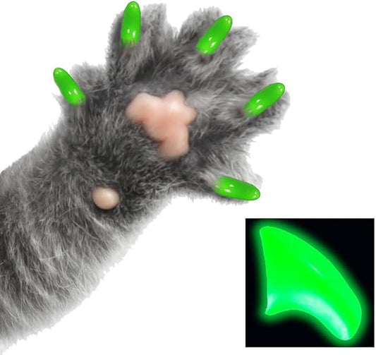 6 Month Piece Soft Nail Caps with Adhesive for Cat Claws - Alien Glow Medium