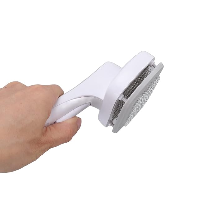 Cat Brush For Shedding, De Shedding Brush Dog Hair Dogs Cats Grooming Tool Self Cleaning Slicker Hair For Rabbit Massage Removes Loose Undercoat (Steel Wire Rubber Head Gray)