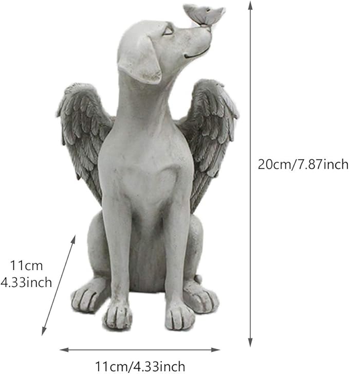 Angel Dog Memorial Statue,Pet Memorial Grave Marker Tribute Statue Garden Sleeping Dog Ornament Pet Passing Away Bereavement Presents Tribute Sculpture(Color:Grey)