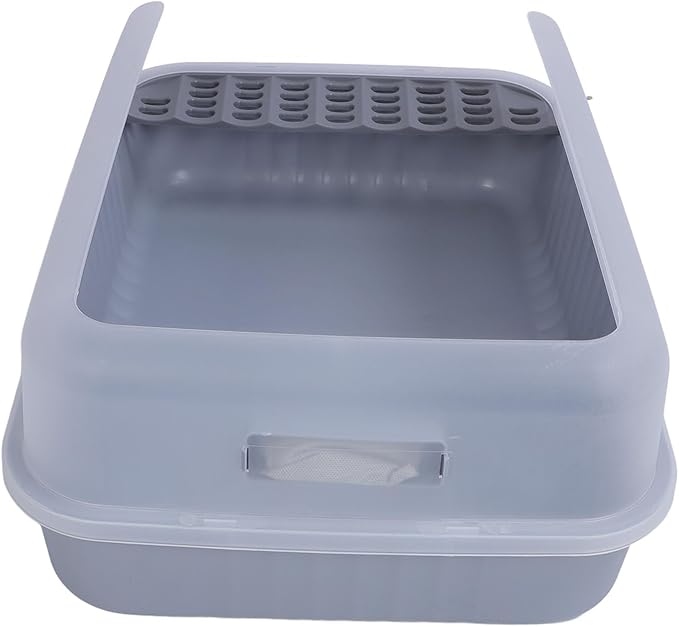Proof Open Top Easy to Clean Semi Enclosed, Large Cat Litter Box with Scoop for Kittens Ideal for Bigger Cats No Stress Environment Litter BoxesLitter & Housebreaking (Yellow) (Light Gray)