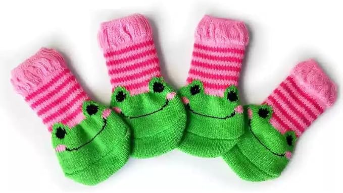 Cat Grooming Socks – Protective Mesh Foot Sleeves for Bathing, Nail Trimming & Vet Visits – Anti-Scratch & Breathable Design (Frog Foot Cover [Non-Slip],S（Max Diameter of Paw 1.38 inches）)