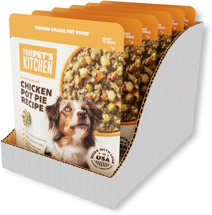 Your Pet's Kitchen Wet Dog Food, Slow Simmered Chicken Pot Pie - 9 oz Pouch, (Pack of 6), Human Grade Pet Food Made in The USA with Real Chicken