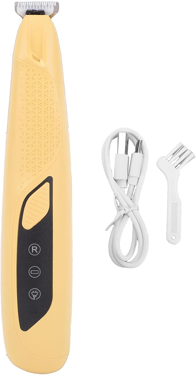 Pssopp Electric Cat Grooming Clippers, Electric Clippers Proof Body High Brightness LED Light Rechargeable Dog Trimmer for Small Area Hair Cat Grooming, (Yellow)