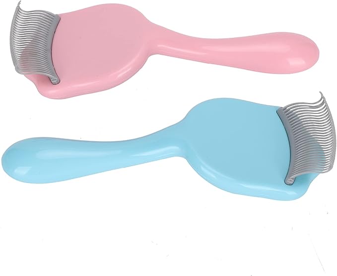 Cat Shell Comb Deshedding Brush, Pet Grooming Tool, Round Comb with Soft Plastic Claw Teeth, Stainless Steel Material, Ergonomic Handle for Cats and Small Dogs, Removal Com