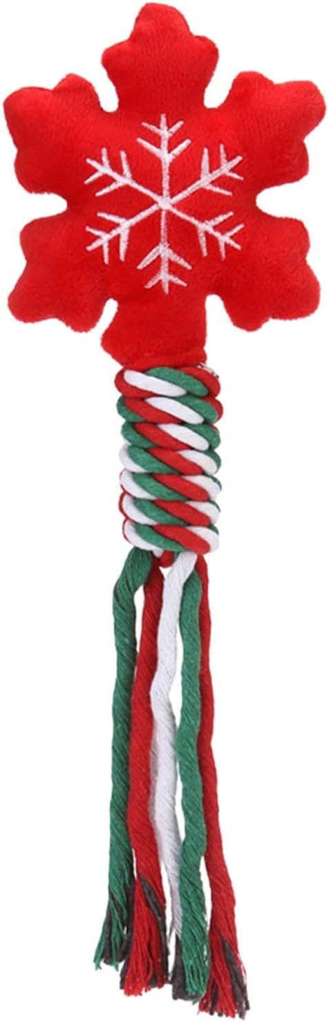 Dog Rope Toy Christmas Dog Toy Lightweight Pet Supplies for Aggressive ers Dog Toy for Playing Training Xmas Gifts, Snowflakes