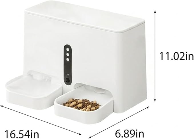 Automatic Pet Feeder and Water Dispenser, WiFi App Control 2-in-1 Smart Station, 5L Food Hopper and 5L Water Tank, Anti-Jam System with Dual Power Supply for Cats and Dogs (Video Version)