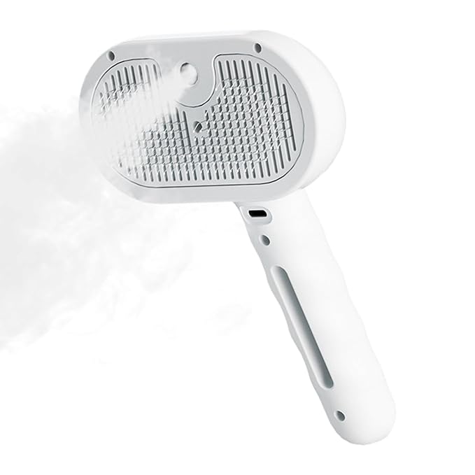 Cat Steamy Brush| 4.53x2.76x7.87 Dog Shedding Comb, | USB Rechargeable Steam Cat Brush with 35ml Tank & Release Button | Ergonomic Long Handle Hair Remover, Grooming Tool for Cats Dogs, Pet Supplies