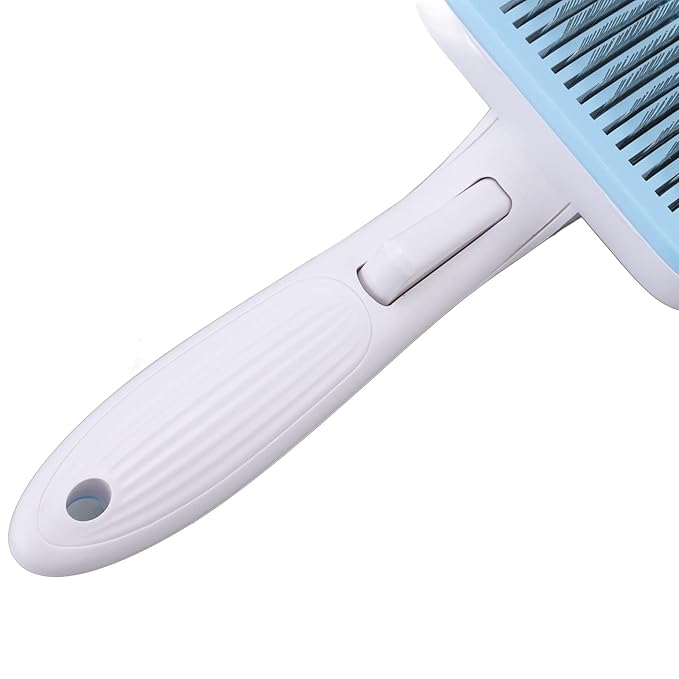 Cat Brush For Shedding, De Shedding Brush Dog Hair Dogs Cats Grooming Tool Self Cleaning Slicker Hair For Rabbit Massage Removes Loose Undercoat (Steel Wire Blue)
