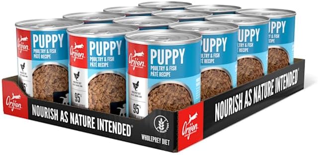 ORIJEN Grain-Free Puppy Recipe with Poultry & Fish Pate Premium Wet Dog Food, 12.8 oz., Case of 12