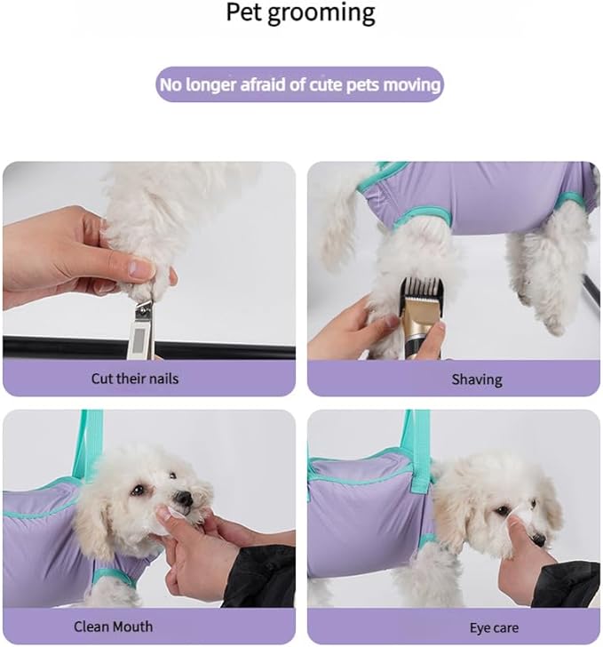 Waterproof Pet Grooming Hammock Sling for Cats and Dogs – Secure & Comfortable Animal Beauty Bed for Nail Trimming, Bathing, Eye Cleaning (Green,S)