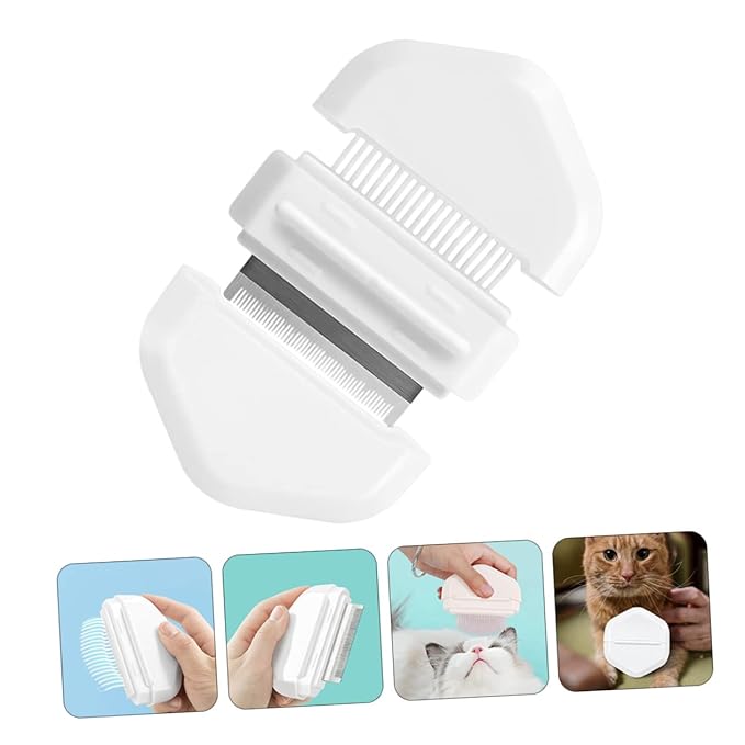 Cat Grooming Brush Pet Hair Removal Lint Brush Dog Comb Stainless Steel Bristles Ergonomic Design