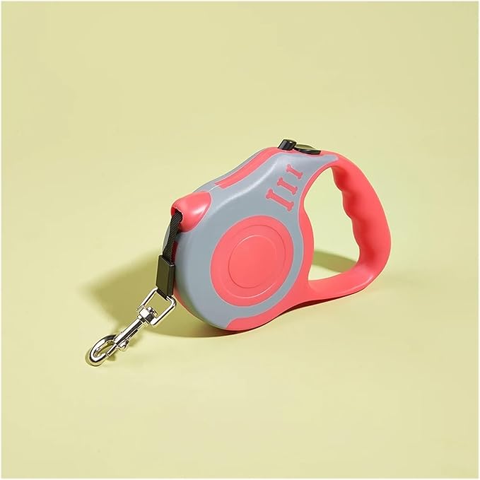 1pcs Retractable Dog Leash 5m, Strong Nylon Automatic Lead for Small Medium Dogs, Pets Traction Rope for Cats, Chihuahua Bulldog Supplies(Red Gray,3m)
