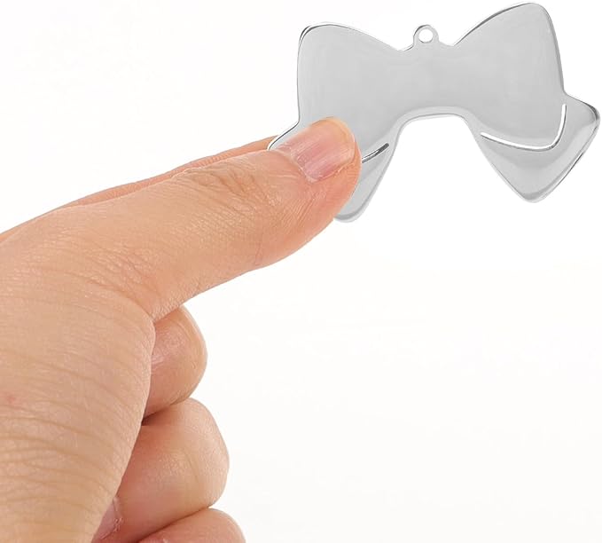 YARNOW 10pcs Stainless Steel Dog Tags Bow Tie Shape Pet Name Tags 50mm Wide Blank Engraving for Dog Collars Pet Supplies