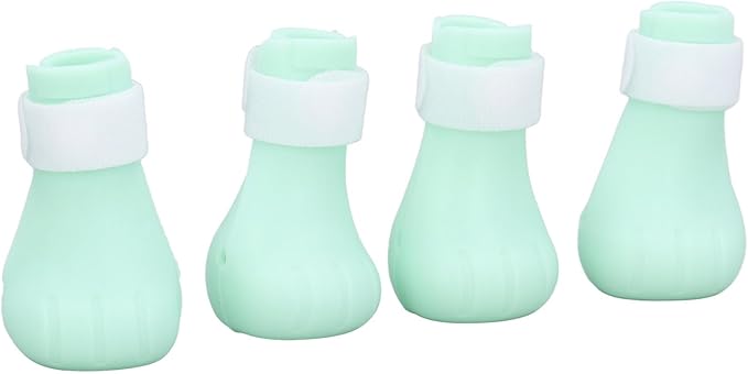 Cat Grooming Boots, Premium Silicone, Green, for Bathing and Scratching Prevention, 4 Pack