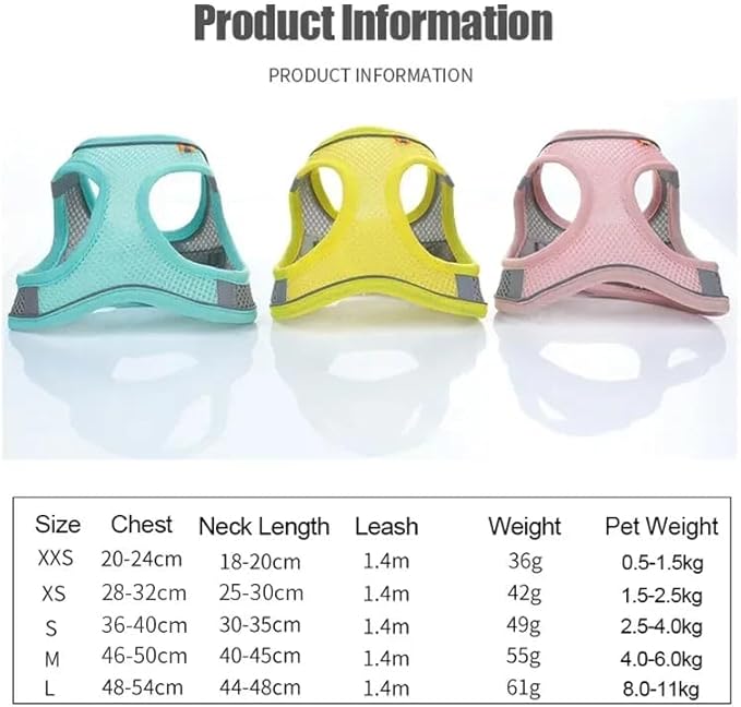 Cats Dog Accessories Small Dog Collar Safety Vest Pet Chest Rope Dogs Cover Breathable Adjustable Harnesses Supplies Products 113302208876 Ydrue XS 1.5-3 Kg/C
