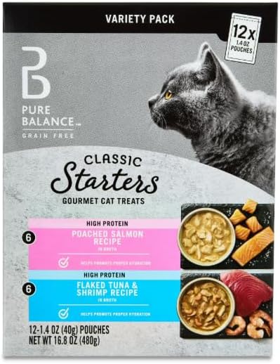 Pure Balance Grain Free Gourmet Wet Cat Treats, Variety Pack, 1.4 oz Pouches, 12 Count (Pack of 1)