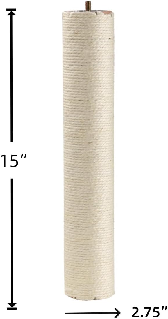 SHENGOCASE Cat Tree Tower Accessories Replacement Sisal Post with Built in M8 Screw, 15 Inch Length, 2.75 Inch Diameter, 2-Pack
