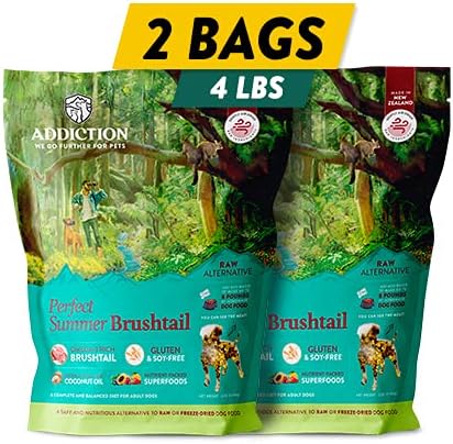 Addiction Perfect Summer Brushtail Raw Alternative Dog Food - Gently Air-Dried Complete Meal or Dog Food Topper for Digestive and Skin and Coat Health, 2 lb