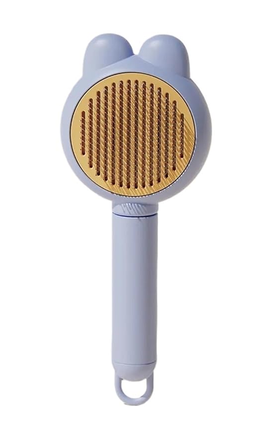 Cat Grooming Comb Set - Self-Cleaning Rabbit Ear Pet Hair Remover Brush for Cats & Small Animals(Blue)