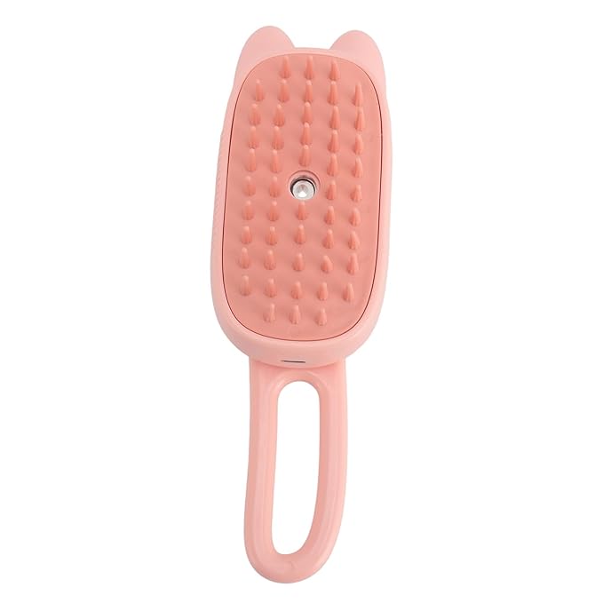 Cat Mist Brush Multifunctional One Click Spray Shedding Bath Brush Pet Steam Brush for Cats Grooming (Pink)