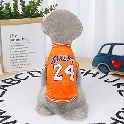 Dog Clothes Basketball Mesh Breathable T-Shirt,Pet Clothes Puppy Sportswear Spring/Summer Fashion Dog Shirt. (Orange, Medium)