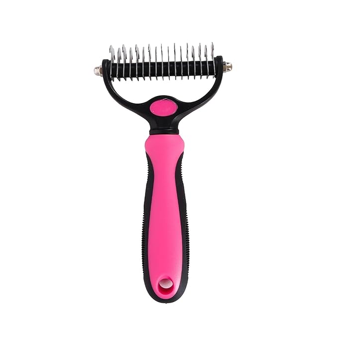 A Pet Double-sided Knot Comb Dog Comb Dog Comb Cat Beauty Hair Removal Cat Comb Pet Supplies(Rose Red,Small)