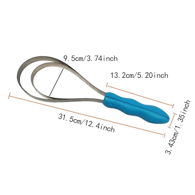 Pet Shedding Blade Hair Remover Tool with Handle for Dogs Cats Horses Animal Grooming Comb Stainless Steel Double Sided Design 12.40 Inch- Double Loop