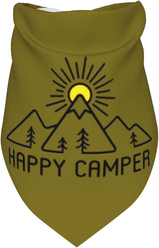 Happy Camper Summer Dog Bandana，Adorable Puppy Accessory for the avid Camper ，Pet Neckerchief for Pets Daily Wear Photo Prop Party Supplies,Funny Cute Dog Bandana (Grass Green)