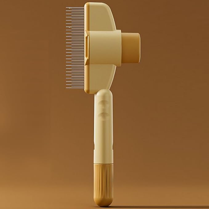 Dog Hair Brush - Self-Cleaning Grooming Non-Slip Handle - Long Hair Cat Brush Dematting Comb | for Long Short Puppy Kitten Pet Undercoat Indoor Home Travel Bath Massage