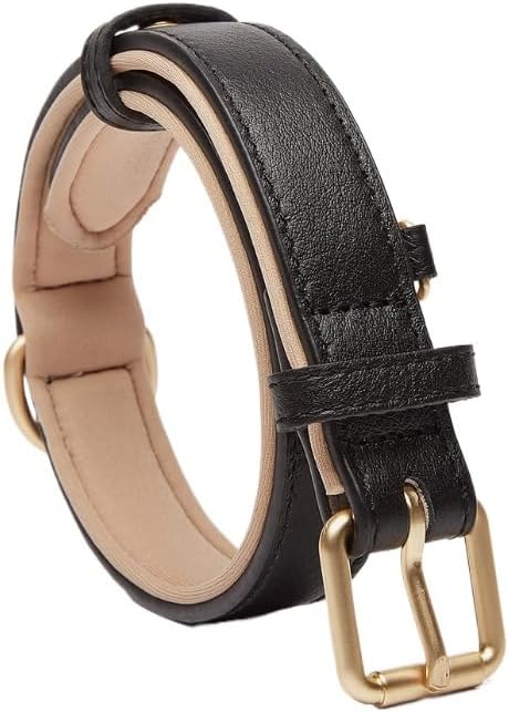 Genuine Leather Collar Pebbled First-Layer Cowhide Strangle-Proof Adjustable Dog Walking Collars Pet Supplies (L,Black)