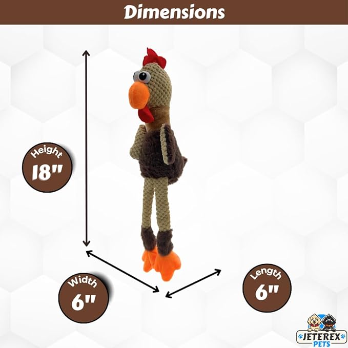 Large Dog Toy - Chicken Squeaky Dog Toys for Large Dogs, Medium and Small Dogs. Durable with Pineapple Plush Fabric, Long Legs, Hidden Seams, Reinforced Stress Points, Googly Eyes