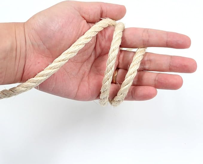 Natural Sisal Rope Perfect for Cat Scratching Posts, Pet Toys, Furniture Protection, and Home Décor (5/16 inch x 50FT)